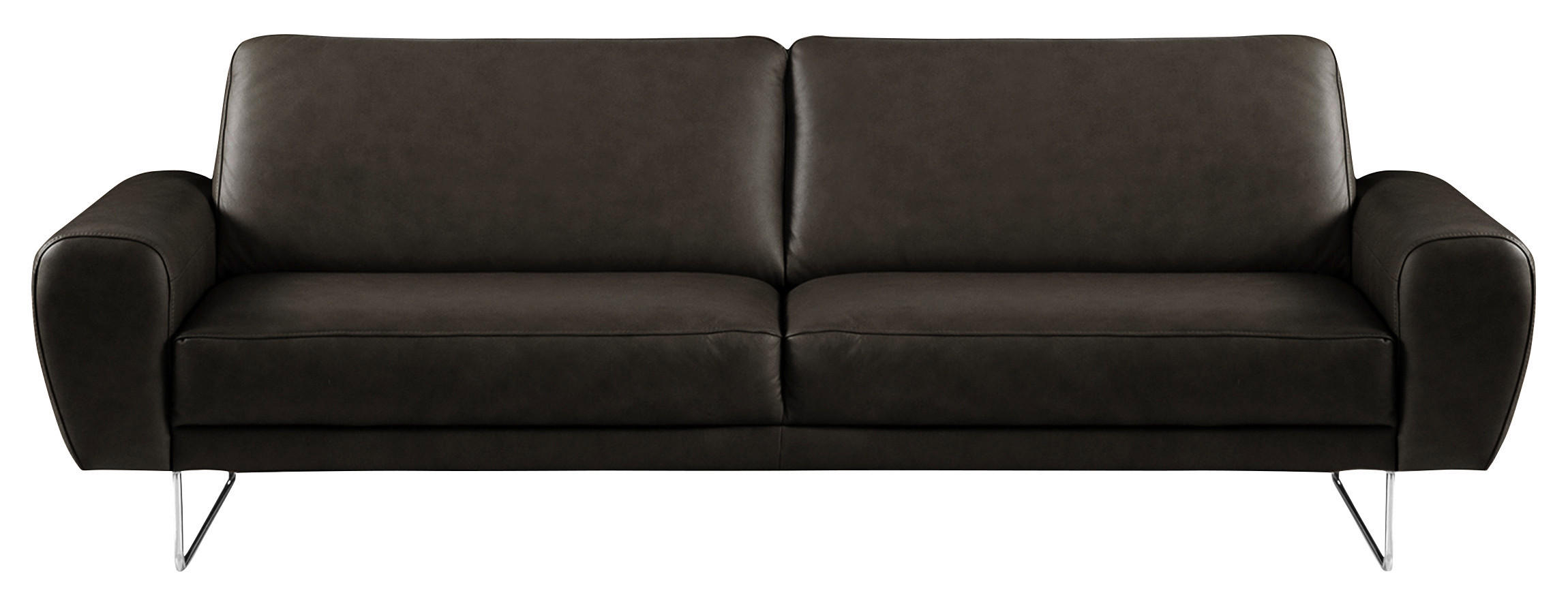 3-SITZER-SOFA in Echtleder Schwarz - Chromfarben/Schwarz, Design, Leder/Metall (207/85/92cm) - Livetastic