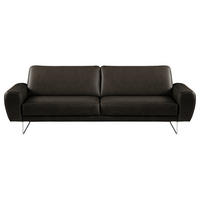 3-SITZER-SOFA in Leder Schwarz  - Chromfarben/Schwarz, Design, Leder/Metall (207/85/92cm) - Livetastic