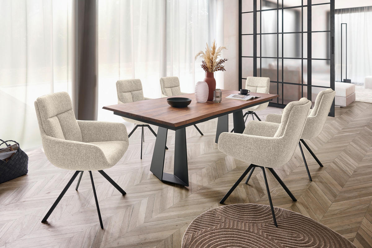 ESSTISCH in Holz, Metall 190/100/75 cm  - Anthrazit/Nussbaumfarben, Design, Holz/Metall (190/100/75cm) - Venjakob