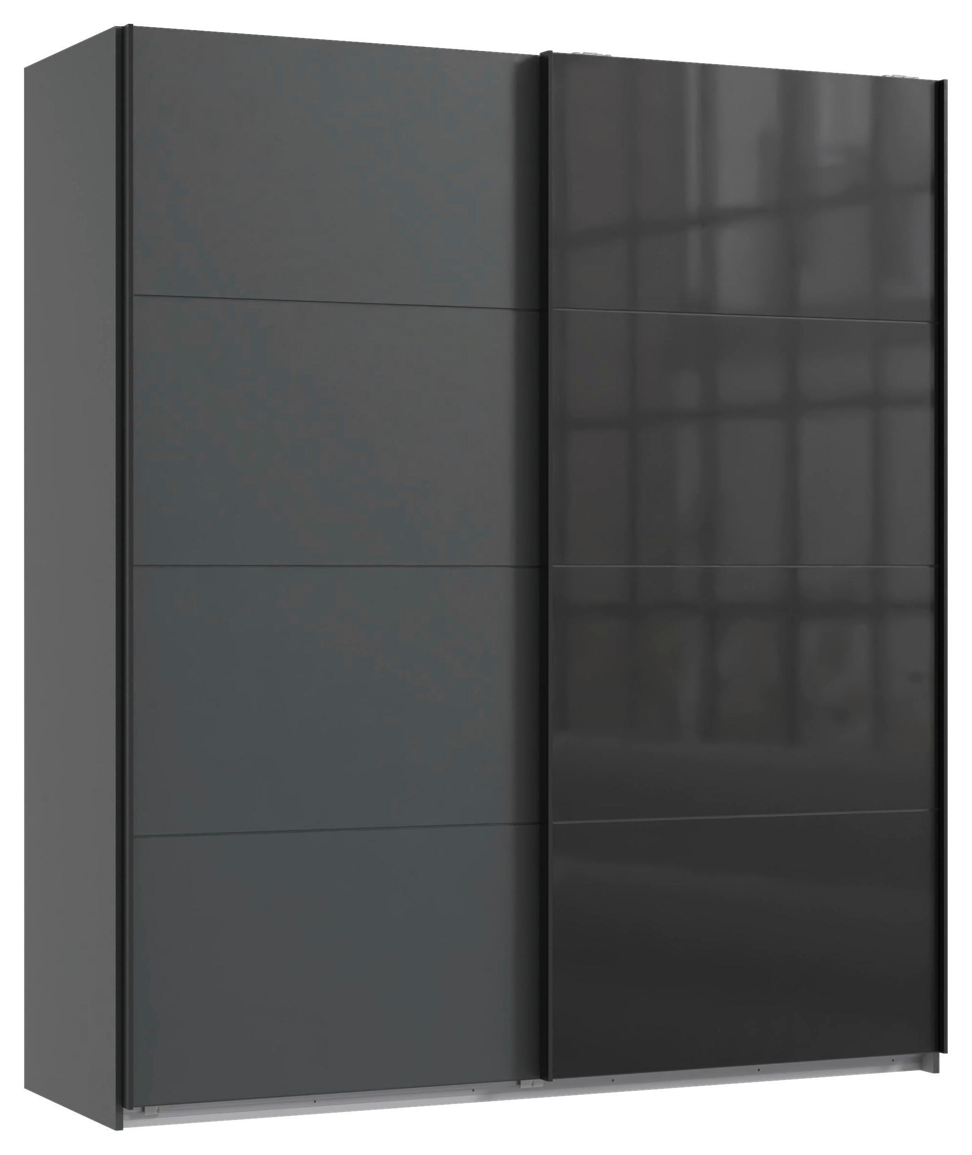 SCHWEBETÜRENSCHRANK 180/208/65 cm 2-türig Graphitfarben, Schwarz  - Schwarz/Graphitfarben, Design, Glas/Holzwerkstoff (180/208/65cm) - Carryhome