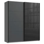 SCHWEBETÜRENSCHRANK 180/208/65 cm 2-türig Graphitfarben, Schwarz  - Schwarz/Graphitfarben, Design, Glas/Holzwerkstoff (180/208/65cm) - Carryhome