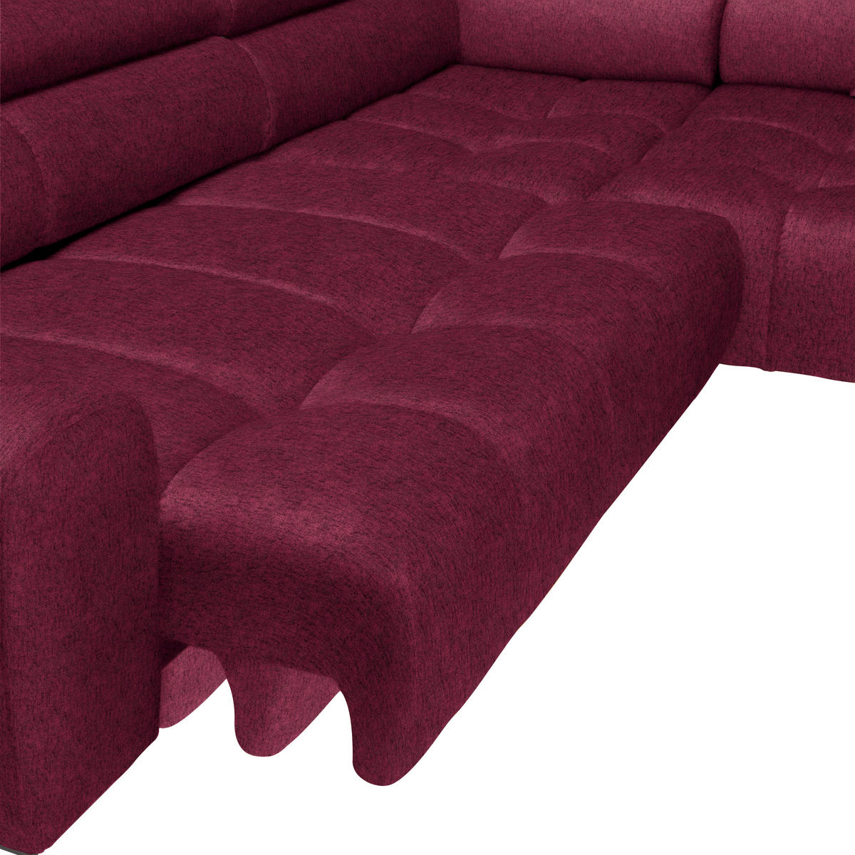 ECKSOFA Bordeaux Samt, Webstoff  - Bordeaux/Schwarz, Design, Textil/Metall (270/177cm) - Welnova