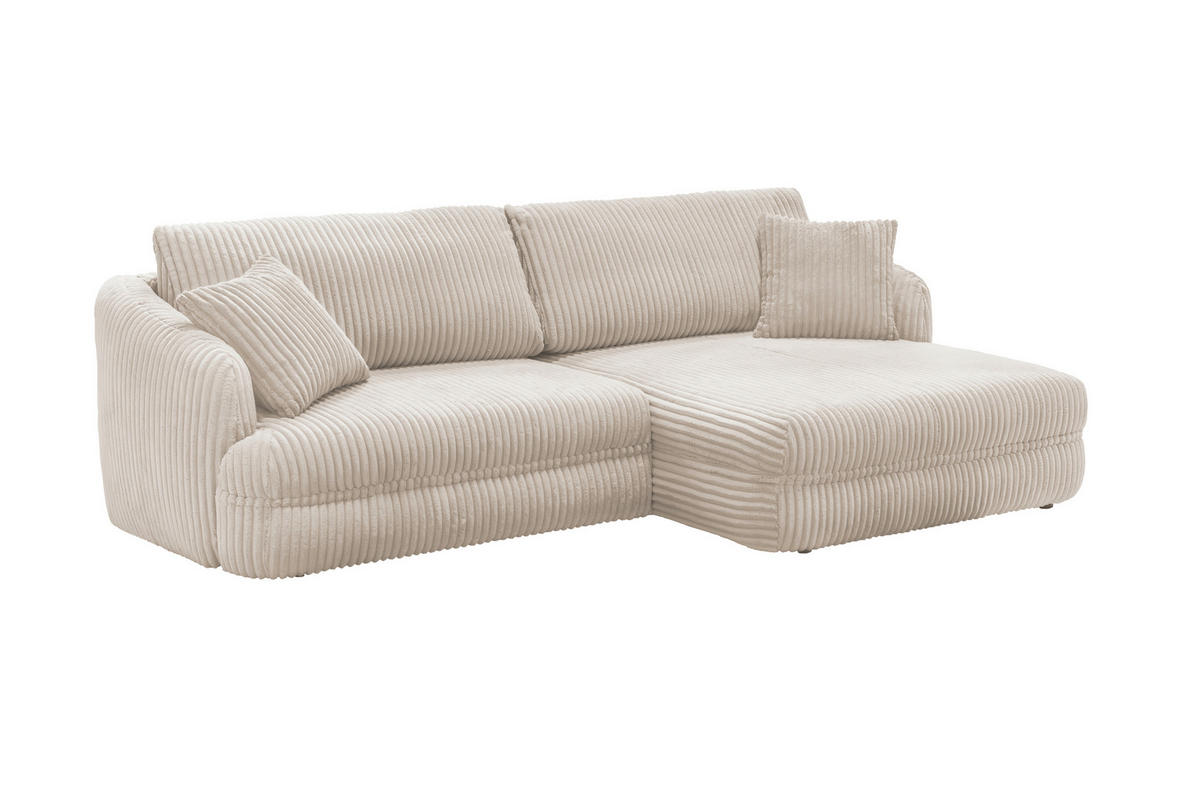ECKSOFA in Cord Creme  - Creme/Schwarz, Design, Kunststoff/Textil (284/161cm) - Livetastic