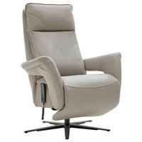 FAUTEUIL RELAX cuir gris clair  - gris clair/noir, Design, cuir/métal (83/116/87cm) - Valdera