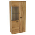 VITRINE  in massiv Eiche Eichefarben, Eiche Artisan  - Eichefarben/Schwarz, Natur, Glas/Holz (75/163/40cm) - Linea Natura