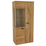 VITRINE  in massiv Eiche Eichefarben, Eiche Artisan  - Eichefarben/Schwarz, Natur, Glas/Holz (75/163/40cm) - Linea Natura