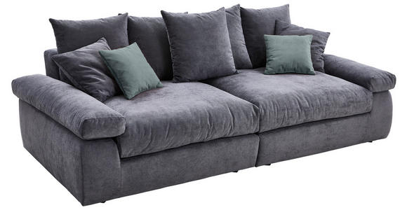 BIGSOFA Feincord Anthrazit, Blaugrau - Anthrazit/Blaugrau, Design, Kunststoff/Textil (260/90/140cm) - Carryhome
