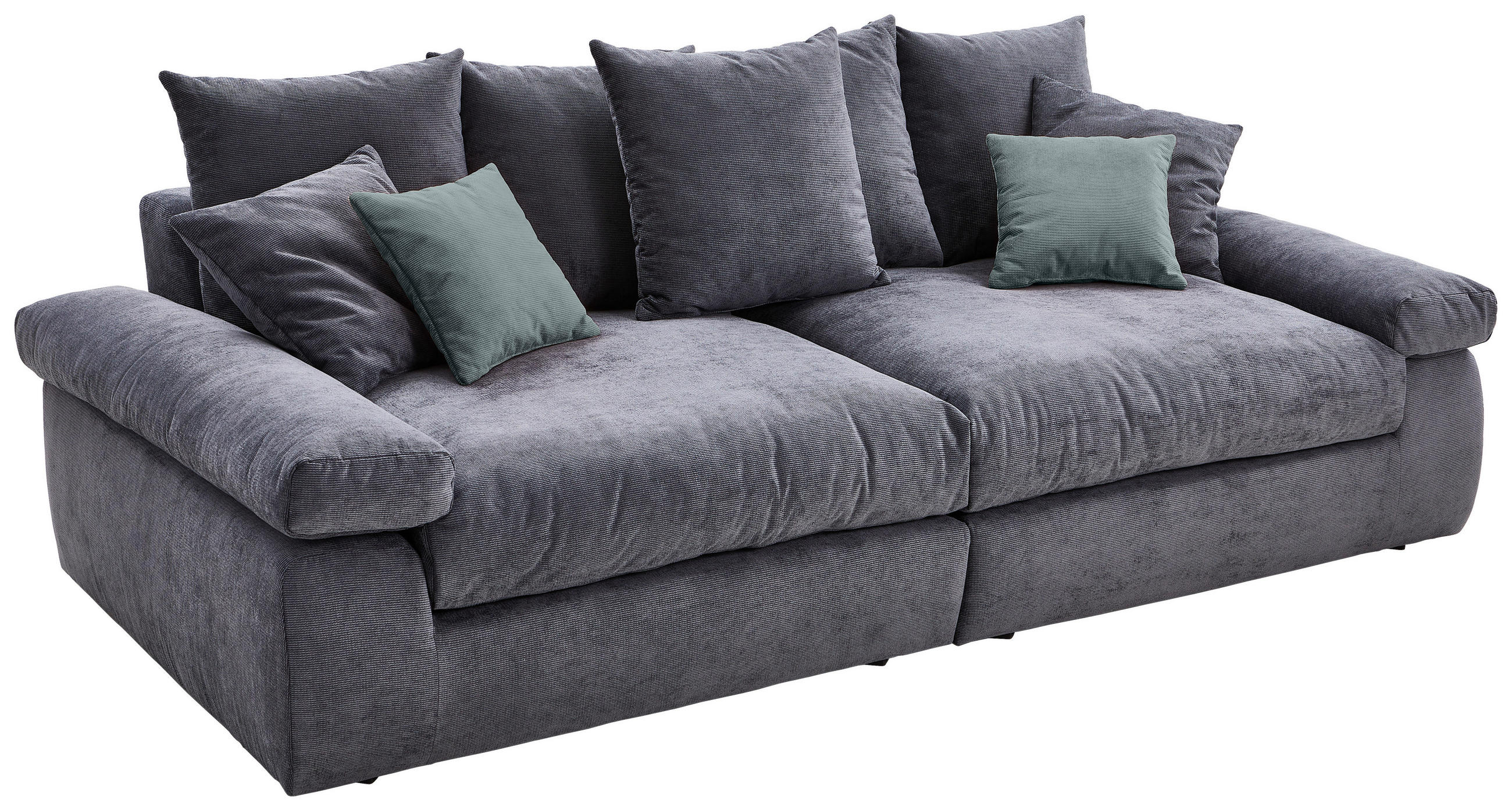 BIGSOFA Feincord Anthrazit, Blaugrau  - Anthrazit/Blaugrau, Design, Kunststoff/Textil (260/90/140cm) - Carryhome