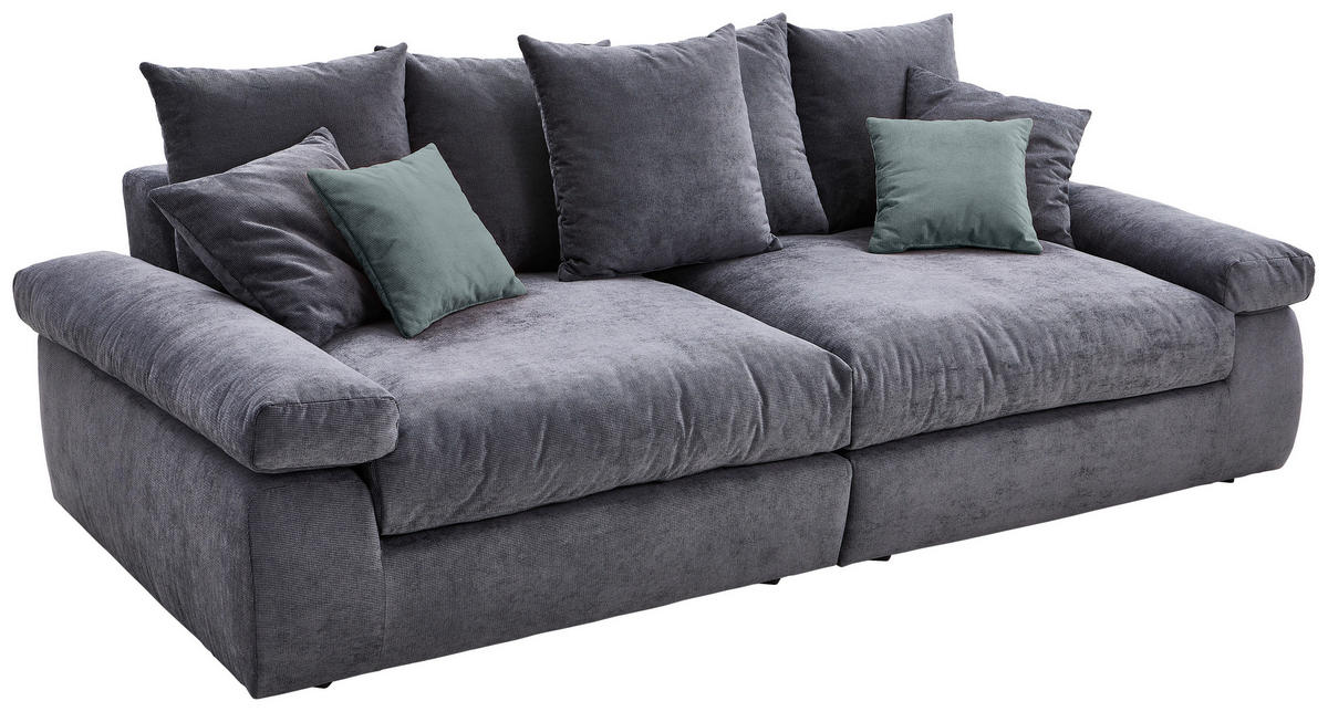 BIGSOFA Feincord Anthrazit, Blaugrau  - Anthrazit/Blaugrau, Design, Kunststoff/Textil (260/90/140cm) - Carryhome