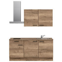 KÜCHENBLOCK 180 cm   in Eiche dunkel  - Eiche dunkel/Eichefarben, MODERN, Holzwerkstoff/Metall (180cm) - Nobilia