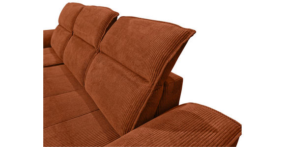 ECKSOFA Rostfarben Cord  - Rostfarben/Schwarz, KONVENTIONELL, Textil/Metall (196/290cm) - Carryhome