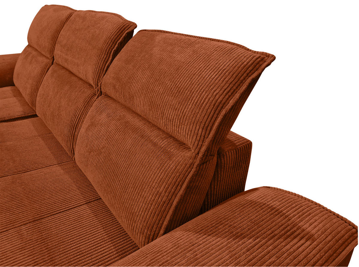 ECKSOFA Rostfarben Cord  - Rostfarben/Schwarz, KONVENTIONELL, Textil/Metall (196/290cm) - Carryhome
