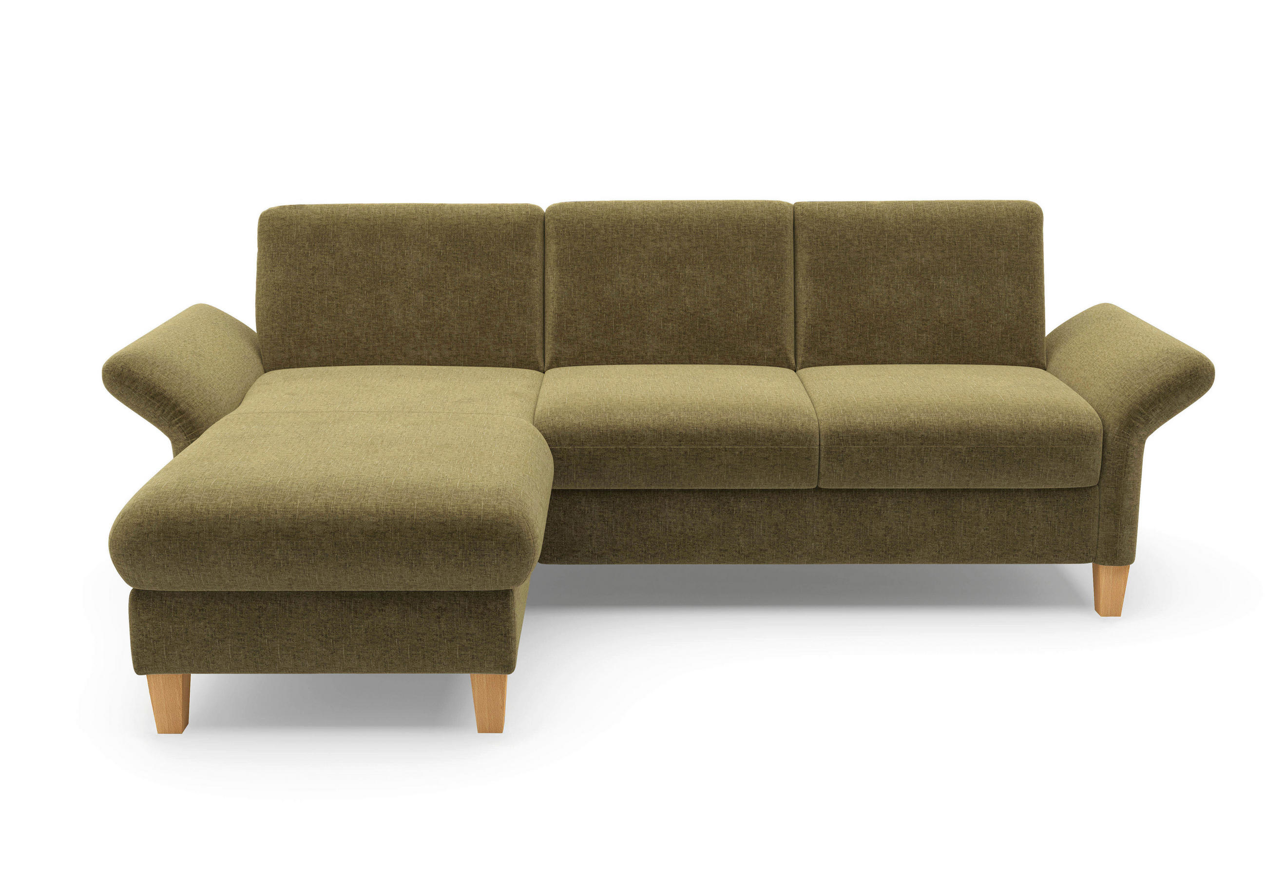 ECKSOFA ROCHELLE E Olivgrün Flachgewebe  - Eichefarben/Olivgrün, KONVENTIONELL, Holz/Textil (164/251cm) - Sit & More