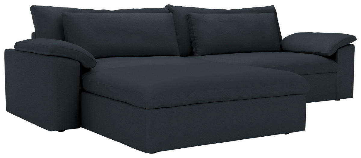 ECKSOFA  Chenille Dunkelgrau  - Dunkelgrau/Schwarz, Modern, Kunststoff/Textil (198/306cm) - Carryhome