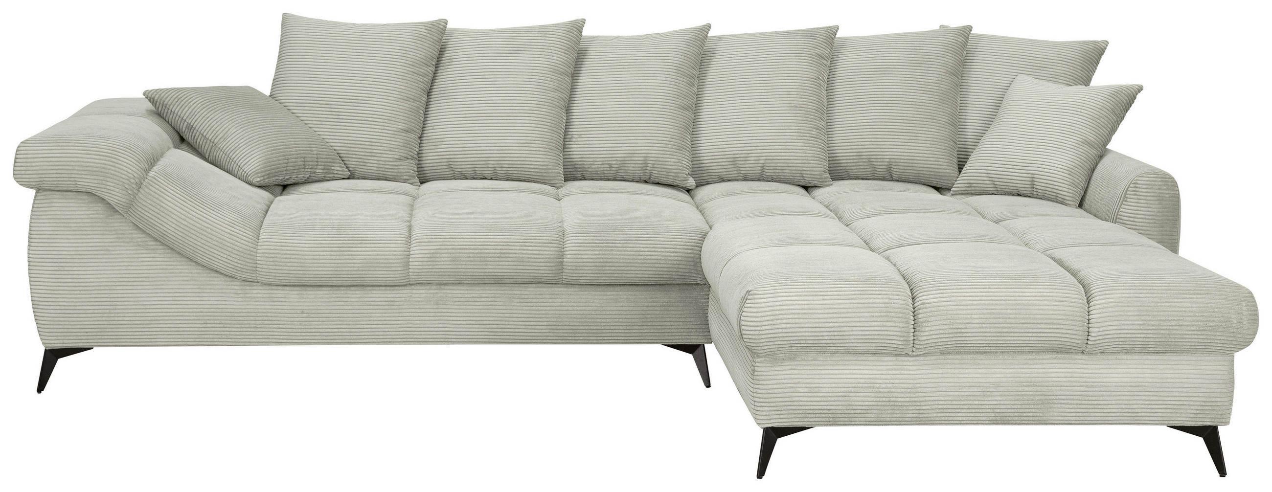 ECKSOFA Elfenbein Cord Rückenkissen, Armlehnenkissen, Rücken echt  - Elfenbein/Schwarz, KONVENTIONELL, Textil/Metall (332/231cm) - Carryhome