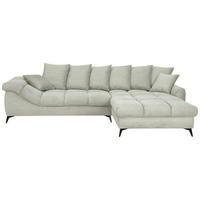 ECKSOFA Elfenbein Cord Rückenkissen, Armlehnenkissen, Rücken echt  - Elfenbein/Schwarz, KONVENTIONELL, Textil/Metall (332/231cm) - Carryhome