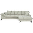 ECKSOFA Elfenbein Cord Rückenkissen, Armlehnenkissen, Rücken echt  - Elfenbein/Schwarz, KONVENTIONELL, Textil/Metall (332/231cm) - Carryhome