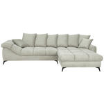 ECKSOFA Elfenbein Cord Rückenkissen, Armlehnenkissen, Rücken echt  - Elfenbein/Schwarz, KONVENTIONELL, Textil/Metall (332/231cm) - Carryhome