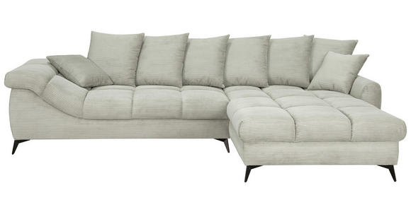 ECKSOFA Elfenbein Cord Rückenkissen, Armlehnenkissen, Rücken echt  - Elfenbein/Schwarz, KONVENTIONELL, Textil/Metall (332/231cm) - Carryhome