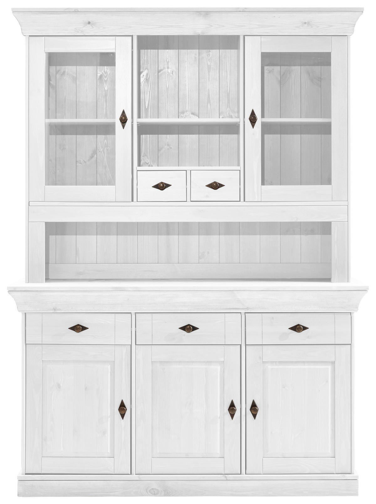 BUFFET 143/197/45 cm  in Weiß  - Weiß/Kupferfarben, ROMANTIK / LANDHAUS, Glas/Holz (143/197/45cm) - Boxxx