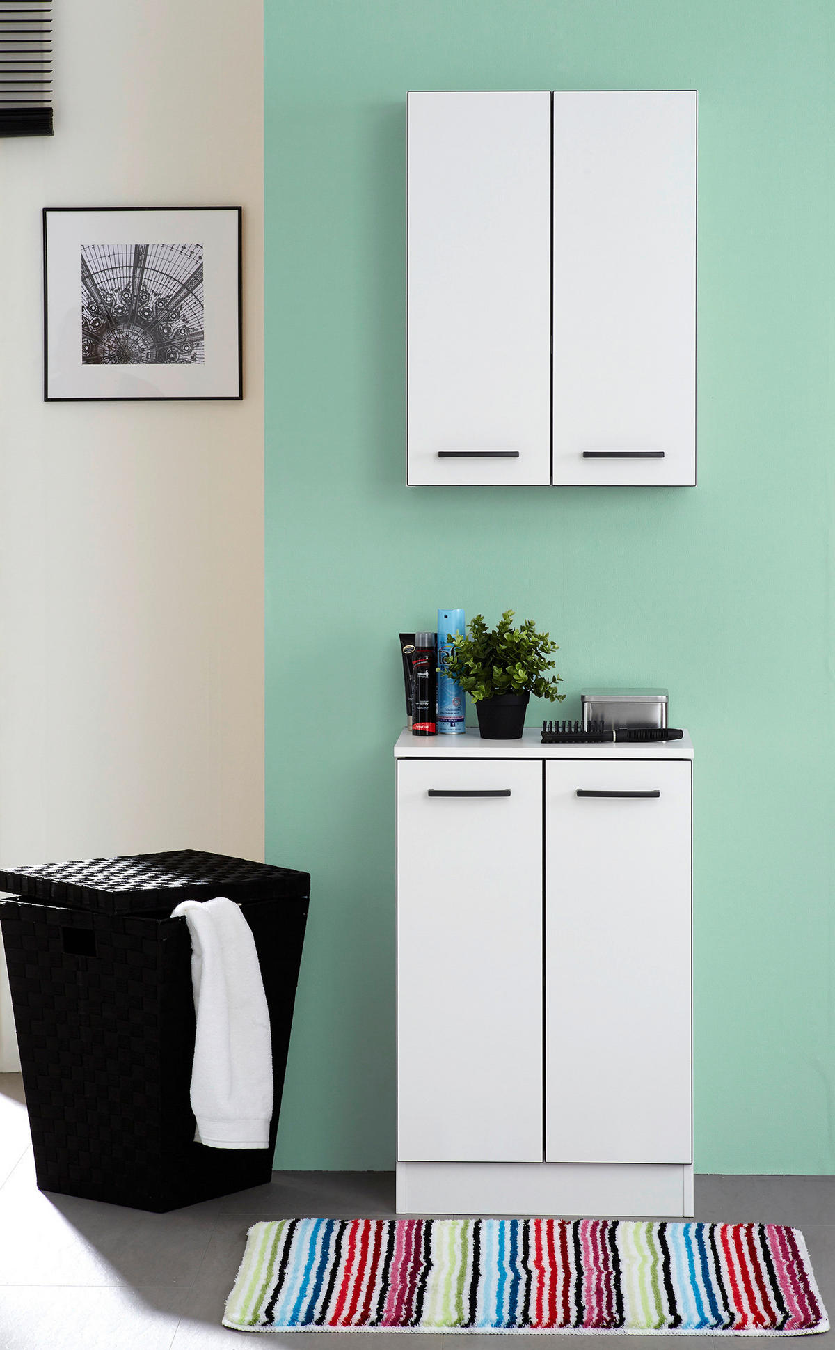 HOCHSCHRANK 30/195,5/33 cm  - Weiss/Anthrazit, Konventionell, Glas/Holzwerkstoff (30/195,5/33cm) - Xora