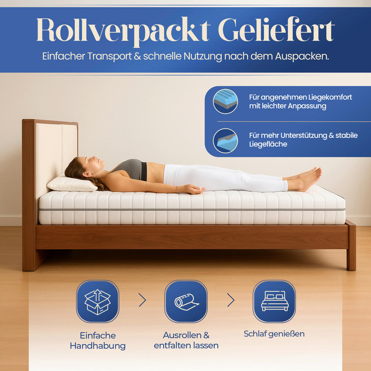 KOMFORTSCHAUMMATRATZE 80/200 cm, Höhe ca.: 16 cm, H2 + H3 = mittel + fest, 7-Zonen - Weiß, Basics, Textil (80/200cm) - Chameo