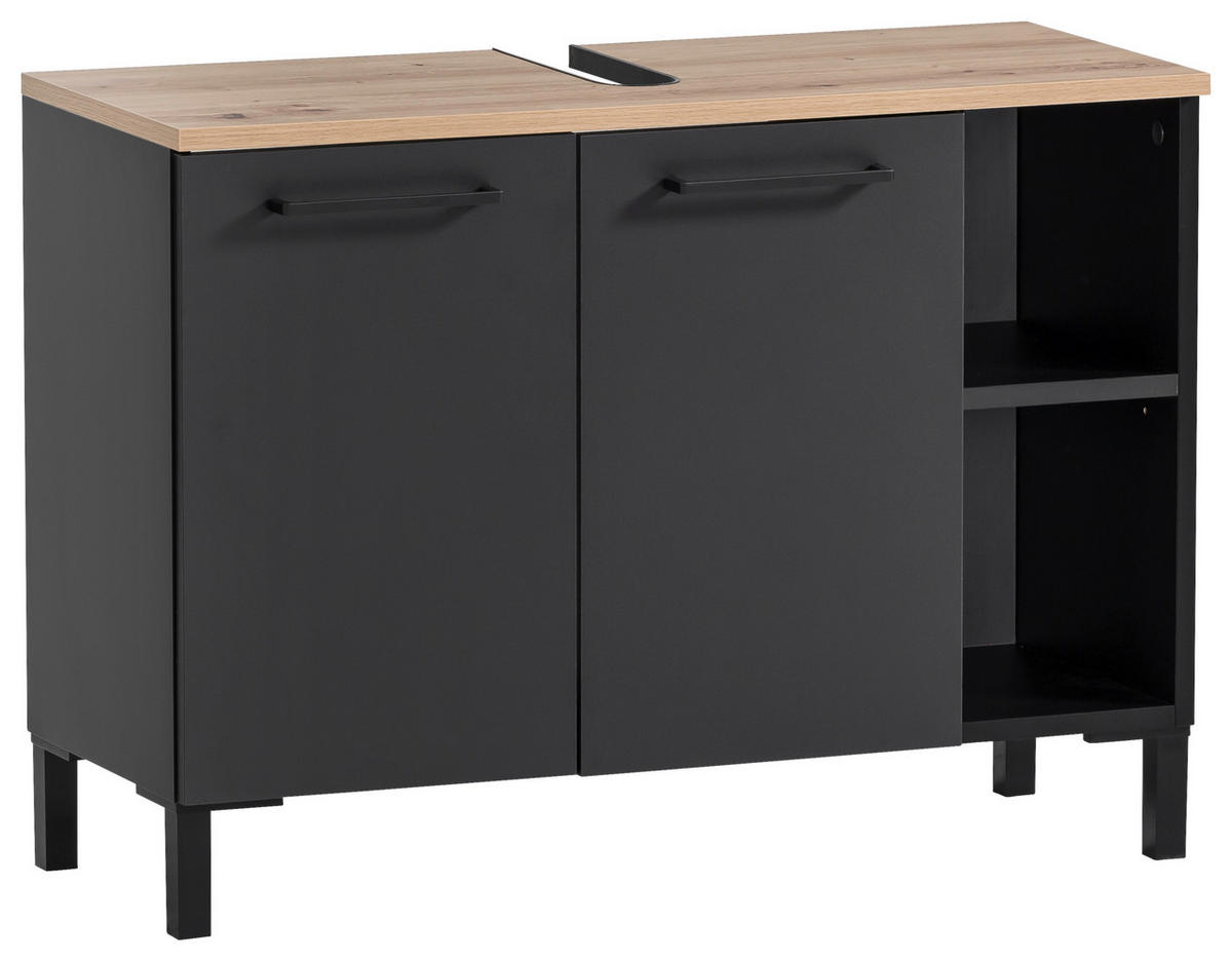 WASCHBECKENUNTERSCHRANK 79,8/58,3/32 cm  - Schwarz/Eiche Artisan, MODERN, Holzwerkstoff/Kunststoff (79,8/58,3/32cm) - MID.YOU