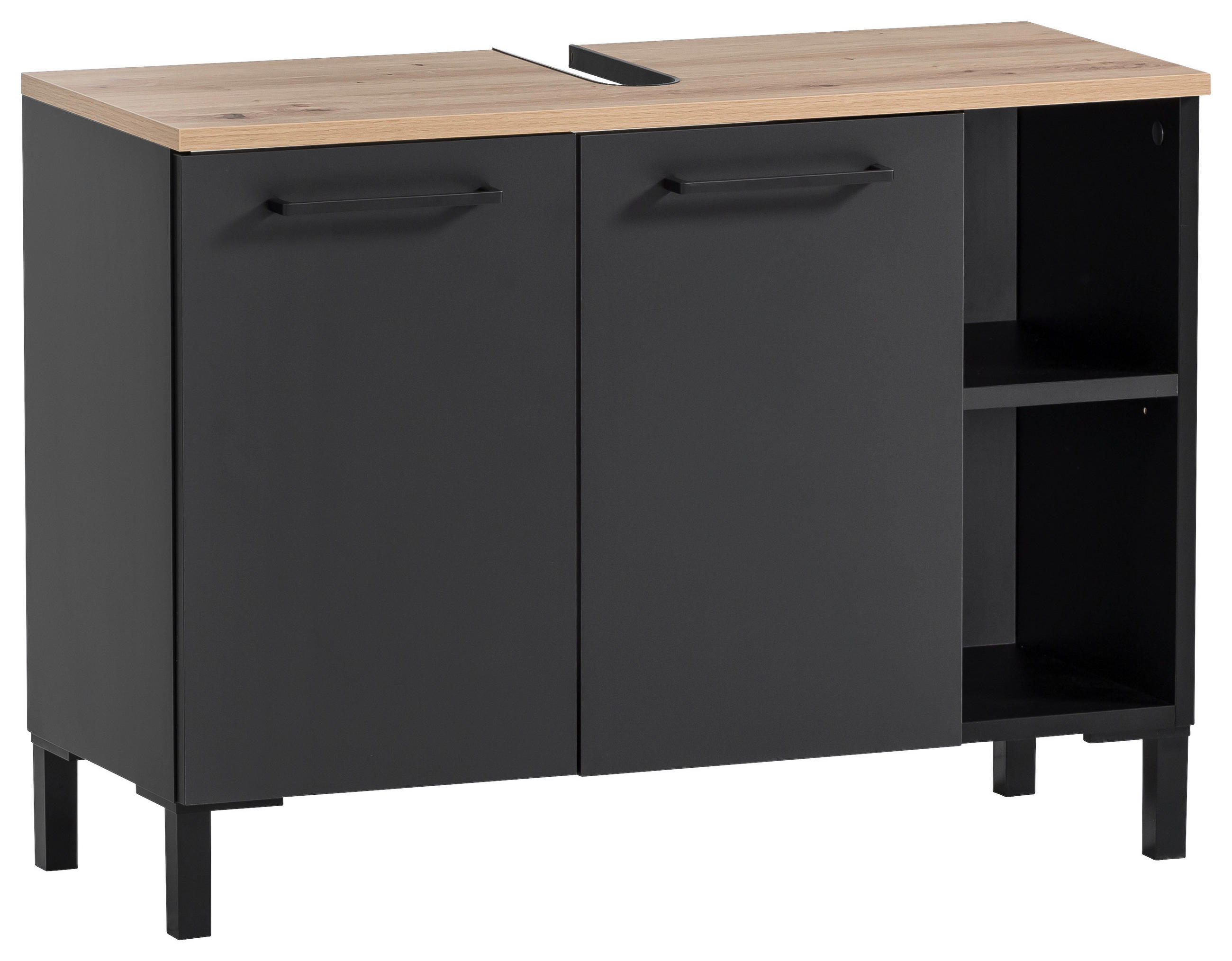 Mid.you Waschbeckenunterschrank Malte WBU 800 Schwarz, Eiche Artisan 79.8x58.3x32 cm