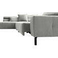 ECKSOFA Hellgrau Cord Rücken echt, Kopfteilverstellung, Sitzvorzug  - Hellgrau/Schwarz, KONVENTIONELL, Textil/Metall (219/311cm) - Hom`in