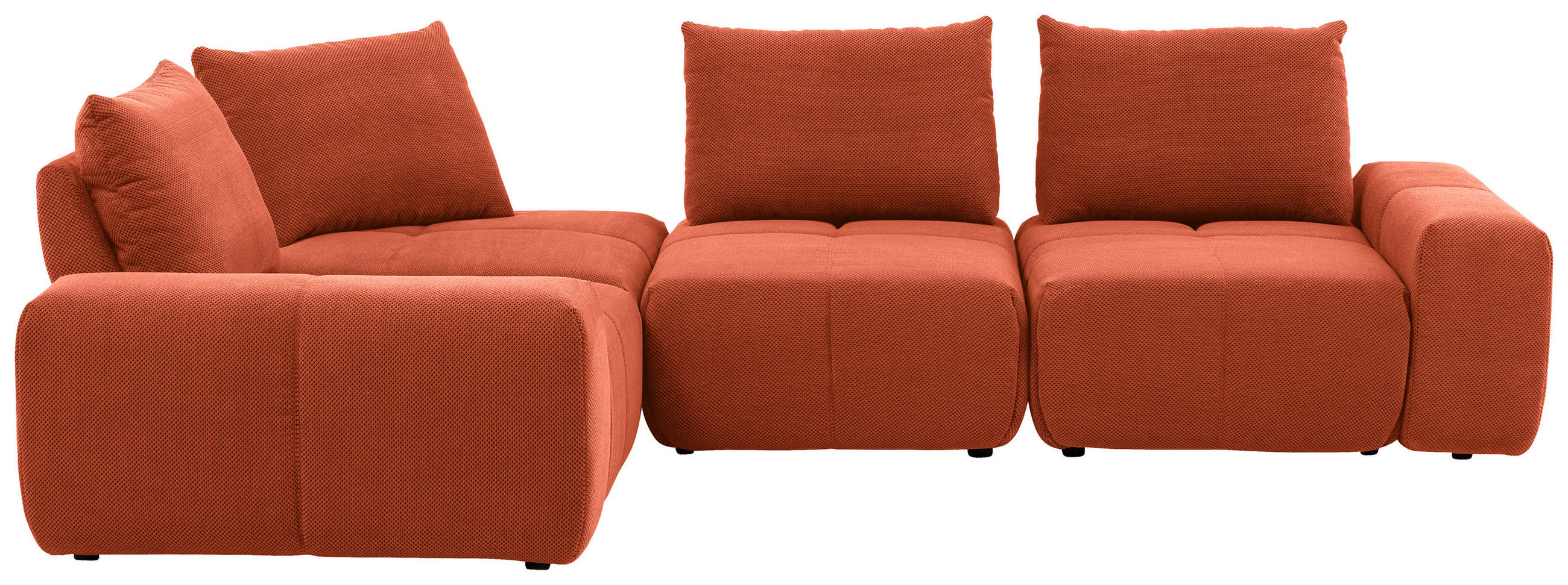 ECKSOFA in Velours Terracotta  236/326 cm  - Terracotta/Schwarz, Design, Kunststoff/Textil (236/326cm) - Xora