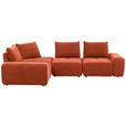 ECKSOFA in Velours Terracotta  - Terracotta/Schwarz, Design, Kunststoff/Textil (236/326cm) - Xora