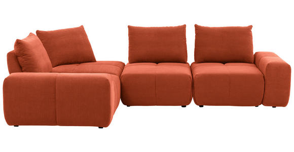 ECKSOFA in Velours Terracotta 236/326 cm - Terracotta/Schwarz, Design, Kunststoff/Textil (236/326cm) - Xora