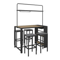 GARTENBARSET 5-teilig  - Dunkelgrau/Grau, Design, Holz/Textil (145/208/80cm) - Ambia Garden