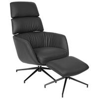 RELAXSESSELSET Leder Schwarz  - Schwarz, Design, Leder/Metall (73/110/87cm) - Dieter Knoll