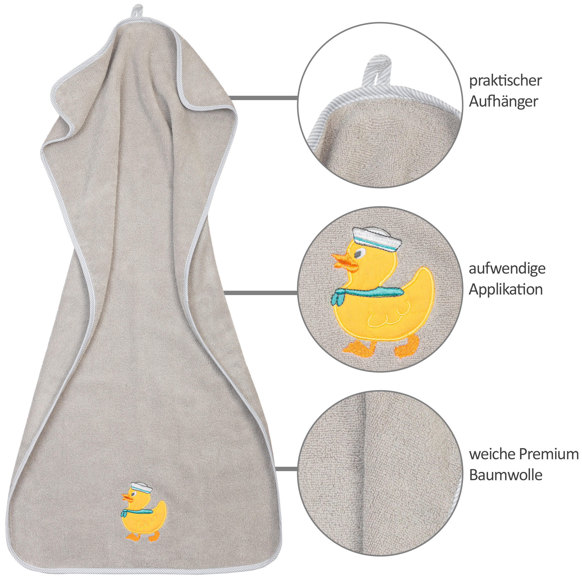 HANDTUCH ENTE Hellgrau  - Hellgrau, Basics, Textil (50/100cm)