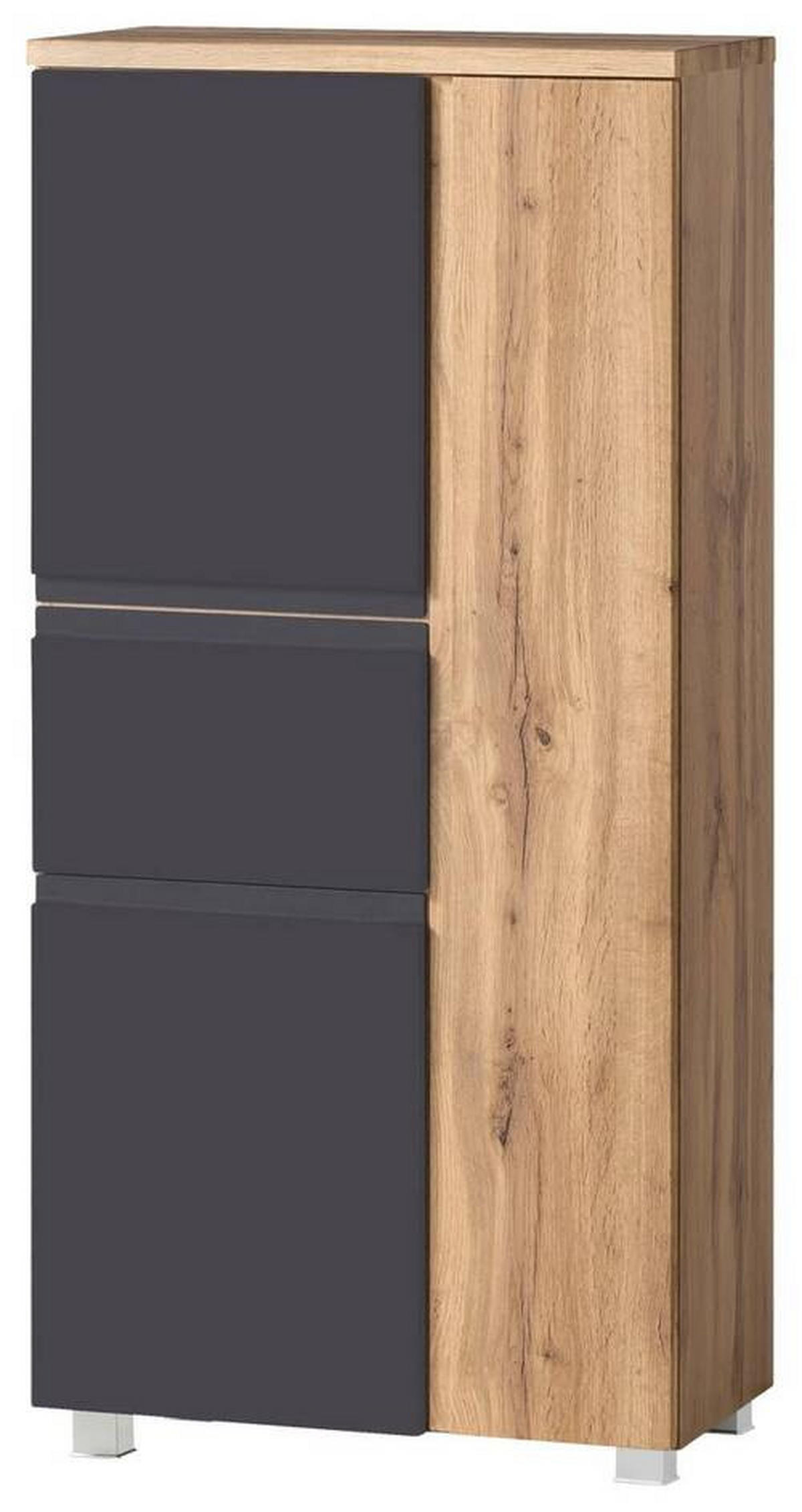 MIDISCHRANK 65/130/35 cm  - Silberfarben/Eiche Wotan, Modern, Holzwerkstoff/Kunststoff (65/130/35cm) - Held