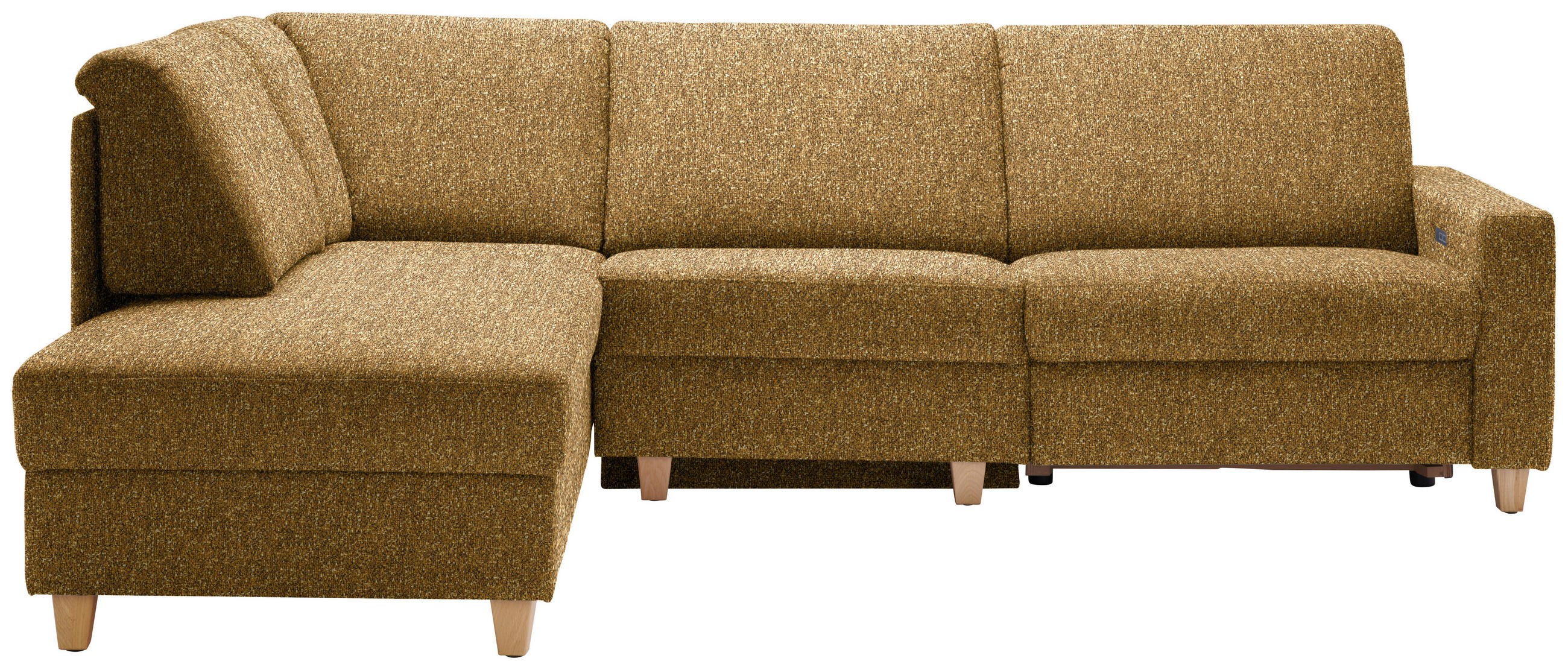 ECKSOFA  in Mikrovelours Senfgelb  203/261 cm  - Eichefarben/Senfgelb, KONVENTIONELL, Holz/Textil (203/261cm) - Sedda