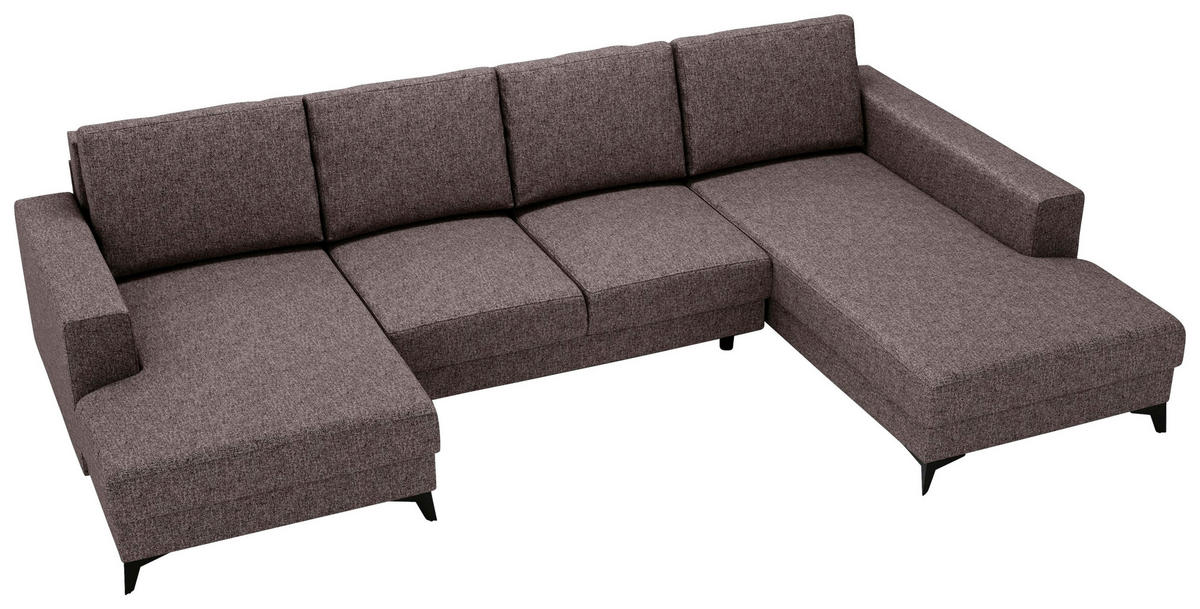 WOHNLANDSCHAFT in Flachgewebe Braun  - Schwarz/Braun, Design, Textil/Metall (156/339/190cm) - Livetastic