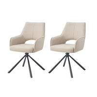 ARMLEHNSTUHL-SET 2 Stück  in Webstoff  - Creme/Schwarz, MODERN, Textil/Metall (57/91/64cm) - MID.YOU