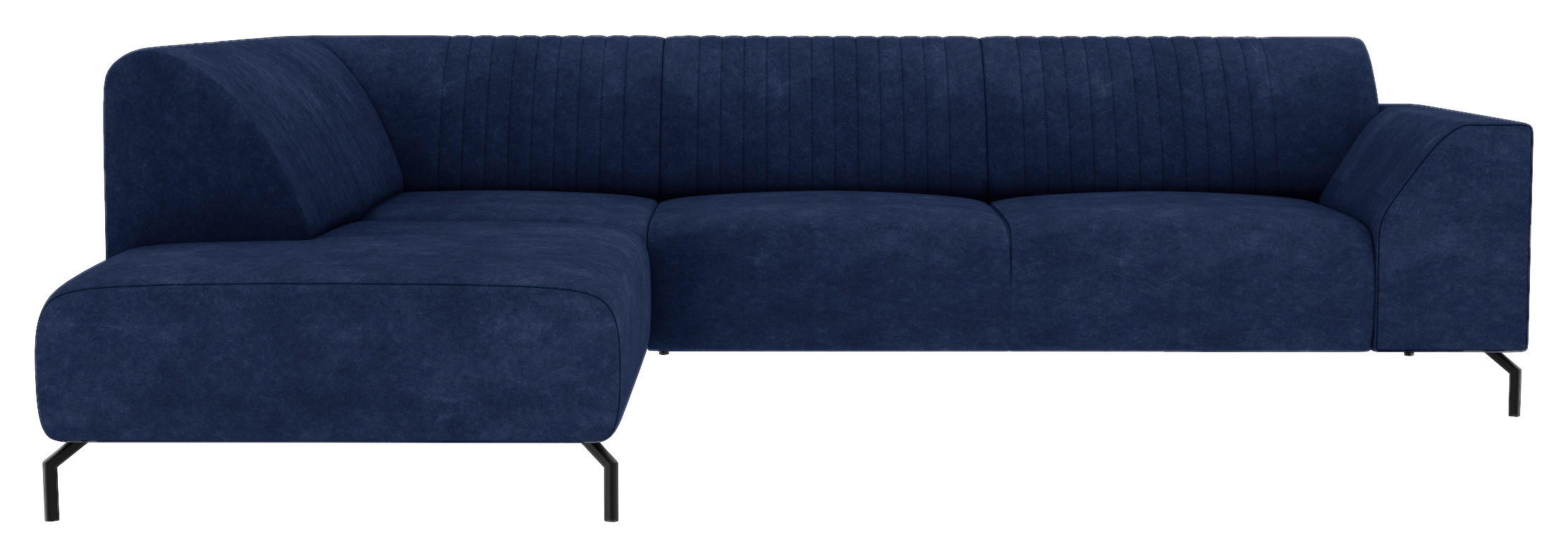 ECKSOFA Dunkelblau Velours  - Schwarz/Dunkelblau, KONVENTIONELL, Textil/Metall (200/275cm) - Carryhome