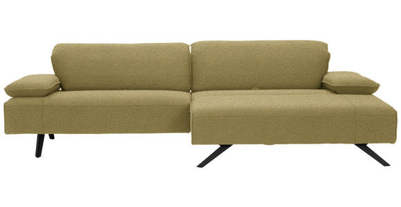 ECKSOFA Biella in Flachgewebe Hellgrün  280/165 cm  - Anthrazit/Hellgrün, Design, Textil/Metall (280/165cm) - Johann Jakob