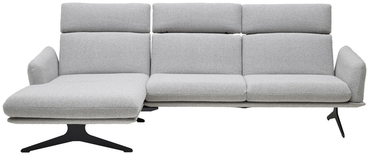 ECKSOFA in Flachgewebe Hellgrau  - Hellgrau/Schwarz, Design, Textil/Metall (152/259cm) - Dieter Knoll