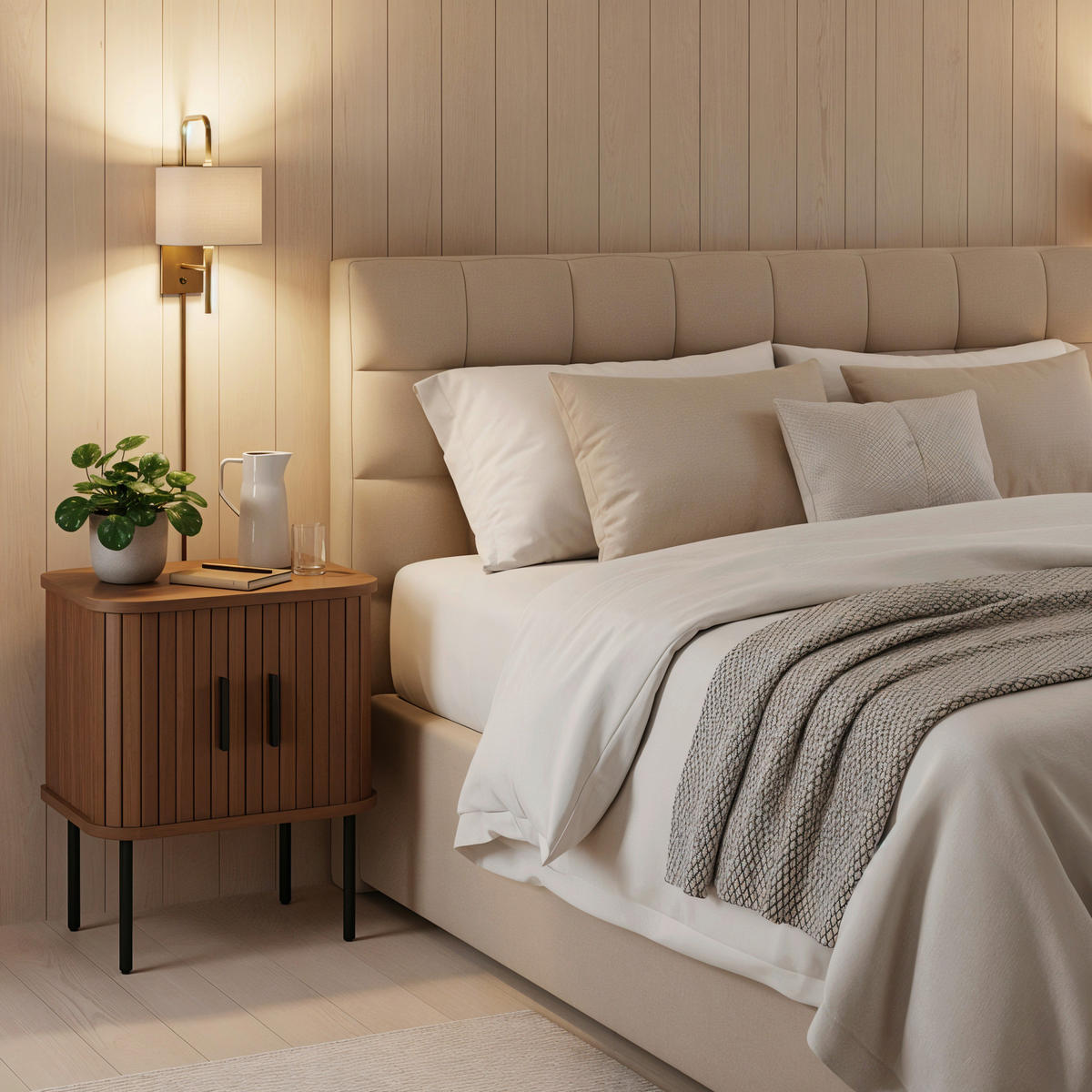 NACHTTISCH 45/55/40 cm  - Walnussfarben/Schwarz, Design, Holzwerkstoff/Metall (45/55/40cm) - Livetastic