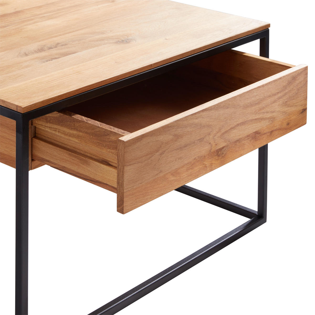 COUCHTISCH Holz, Metall 70/70/41,5 cm  - Eichefarben/Schwarz, Design, Holz/Metall (70/70/41,5cm) - Novel