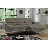 ECKSOFA in Lederlook Echtleder Sahara  - Chromfarben/Sahara, Design, Leder/Textil (241/168cm) - Livetastic