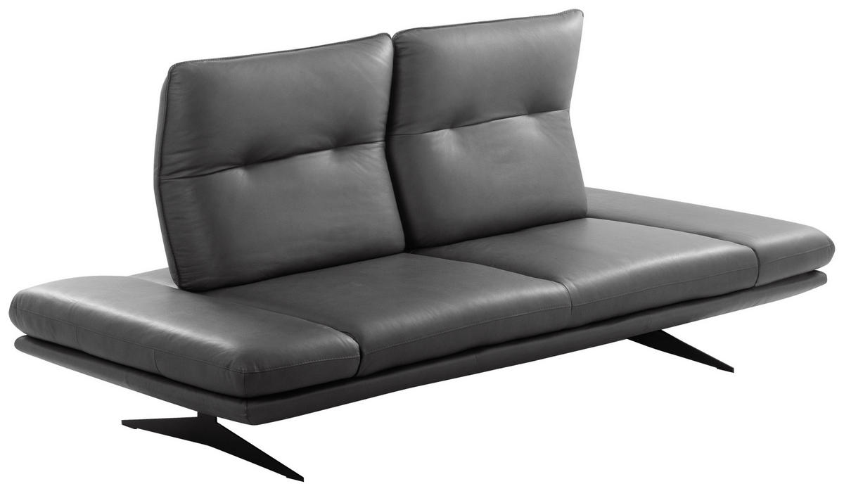 2,5-SITZER Echtleder Dunkelgrau  - Dunkelgrau/Schwarz, Design, Leder/Metall (218/95/107cm) - Celina Home