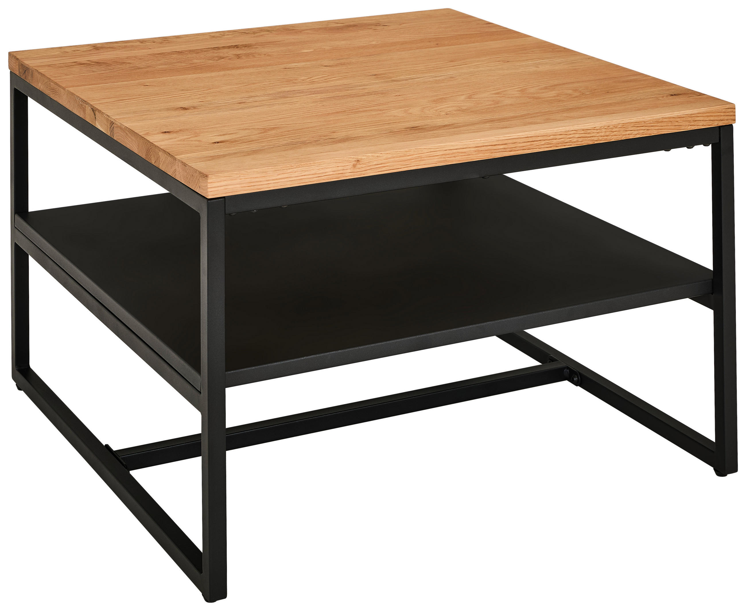 KONFERENČNÝ STOLÍK, prírodná farba, čierna, drevo, kov, 70/70/45,5 cm - čierna/prírodná farba, Design, kov/drevo (70/70/45,5cm) - MID.YOU
