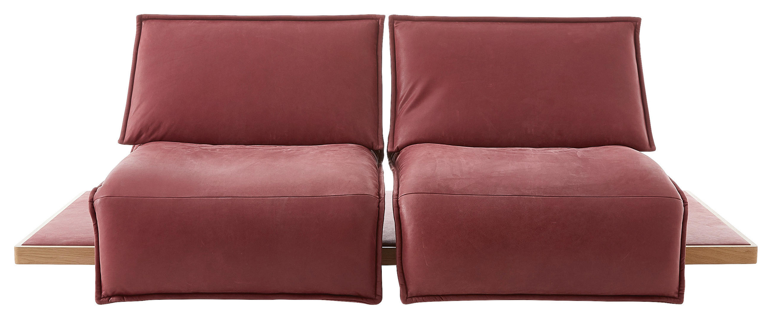 2-SITZER-SOFA Bordeaux Echtleder  - Bordeaux/Schwarz, Design, Leder/Holz (240/80-112/115-159cm) - Koinor