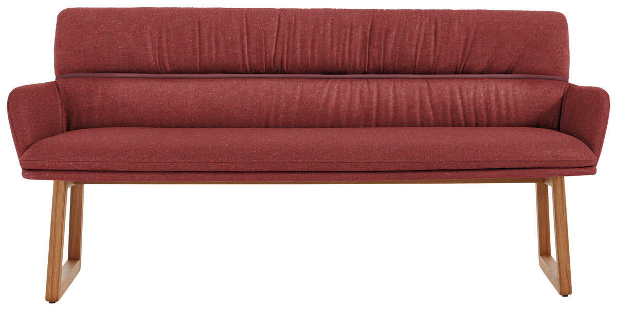 SITZBANK 180/86/68 cm Mikrofaser Dunkelrot Wildeiche massiv  - Wildeiche/Dunkelrot, Design, Holz/Textil (180/86/68cm) - Valdera