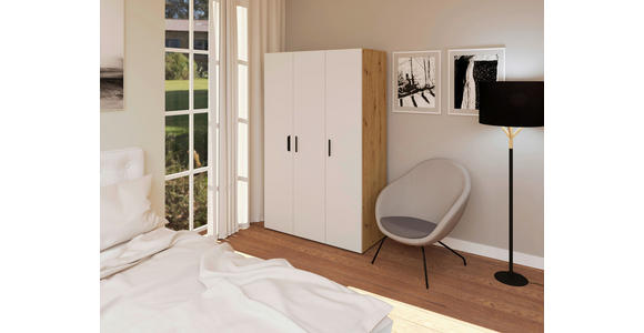 DREHTÜRENSCHRANK in Weiß, Eiche Artisan - Schwarz/Weiß, KONVENTIONELL, Holzwerkstoff/Kunststoff (111/179/52cm) - Carryhome